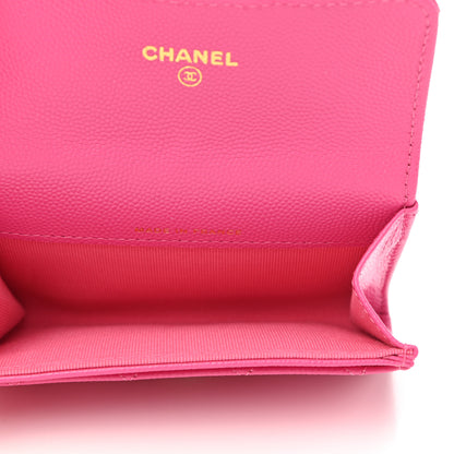 Chanel Caviar Quilted Flap Card Holder Wallet Dark Pink 5 of 9