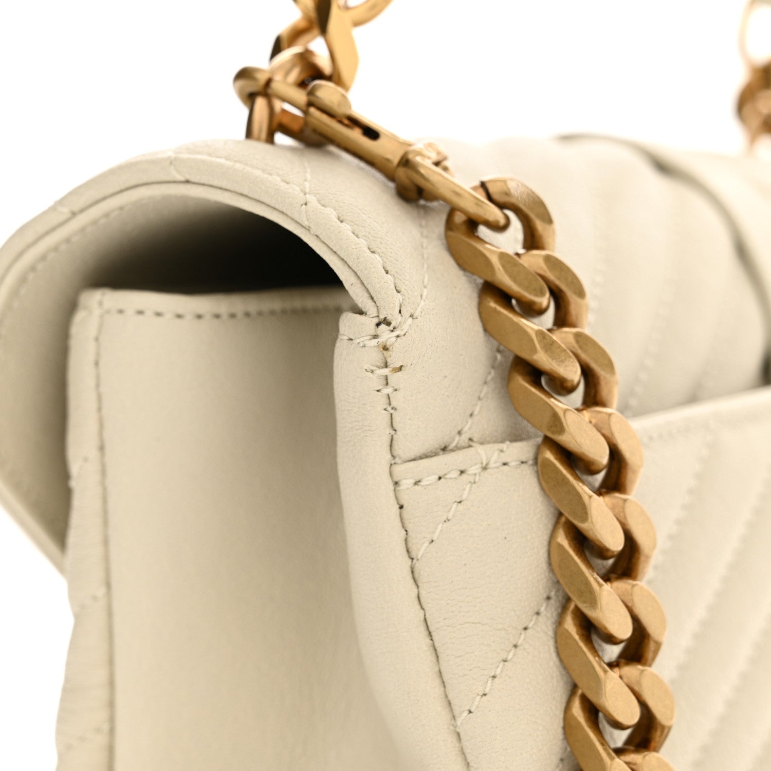 Saint Laurent Sheepskin Matelasse Chevron Monogram Medium College Bag Crema Soft 12 of 13