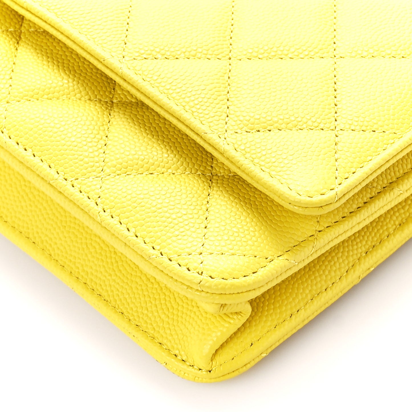 Caviar Quilted Wallet on Chain WOC Yellow