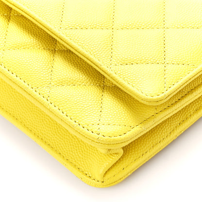 Chanel Caviar Quilted Wallet on Chain WOC Yellow 11 of 12