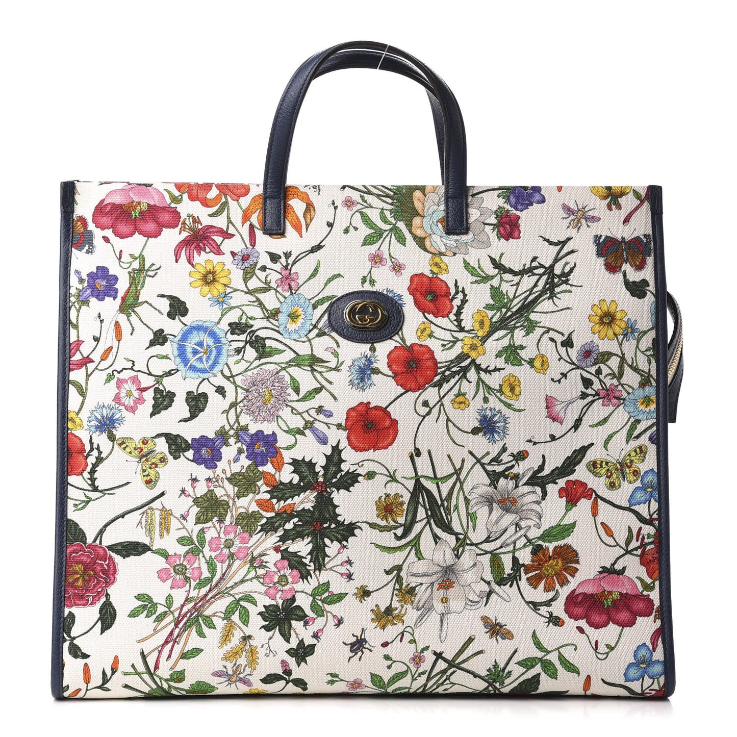 Canvas Large Flora Tote Navy Multicolor
