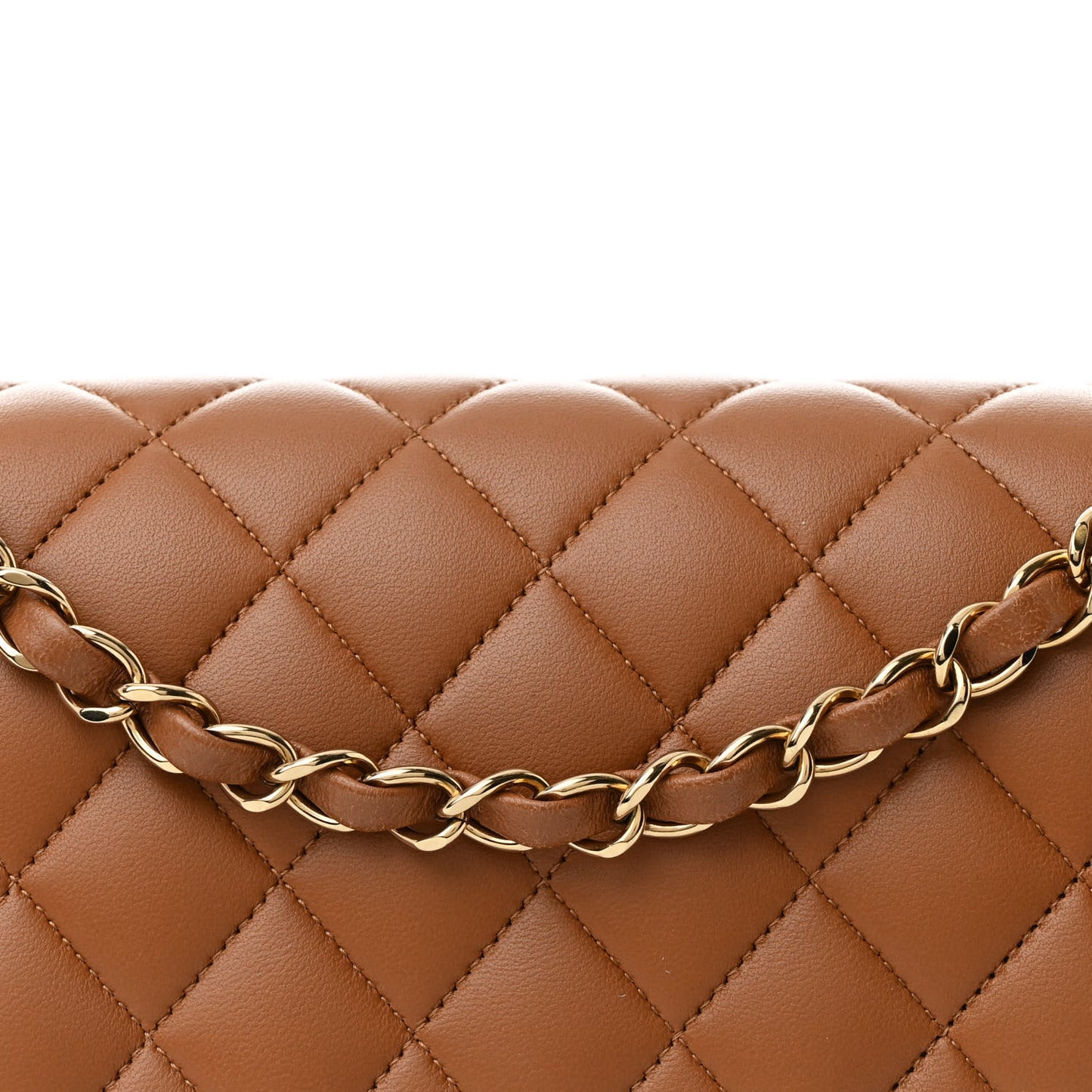Lambskin Quilted Medium Double Flap Brown