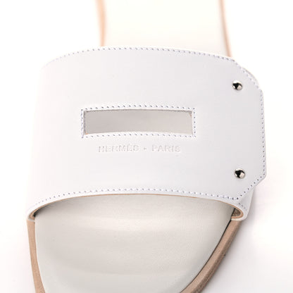 Hermes Calfskin View Sandals 37 White 10 of 12