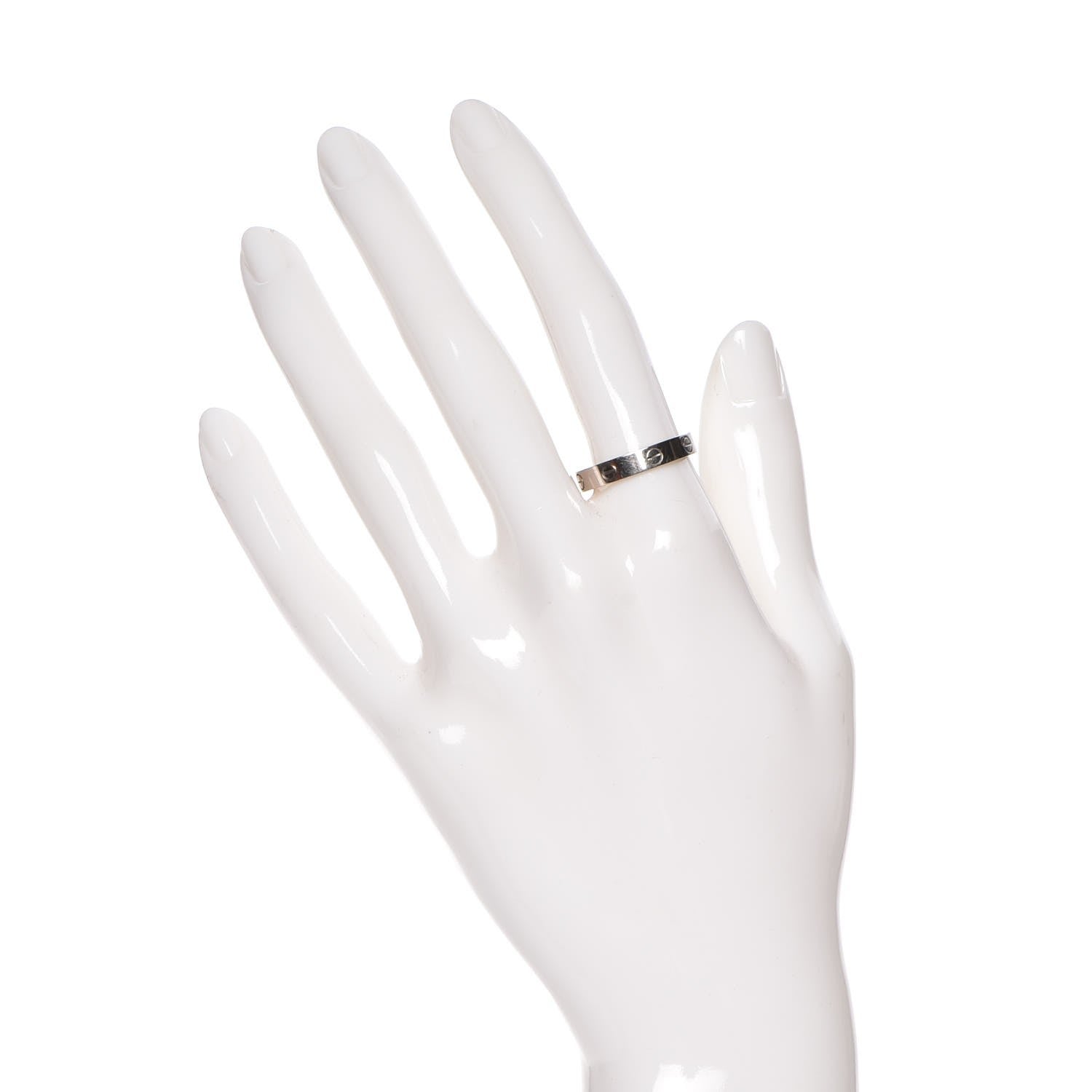 Cartier 18K White Gold 4mm LOVE Wedding Band Ring 56 7.5 2 of 5