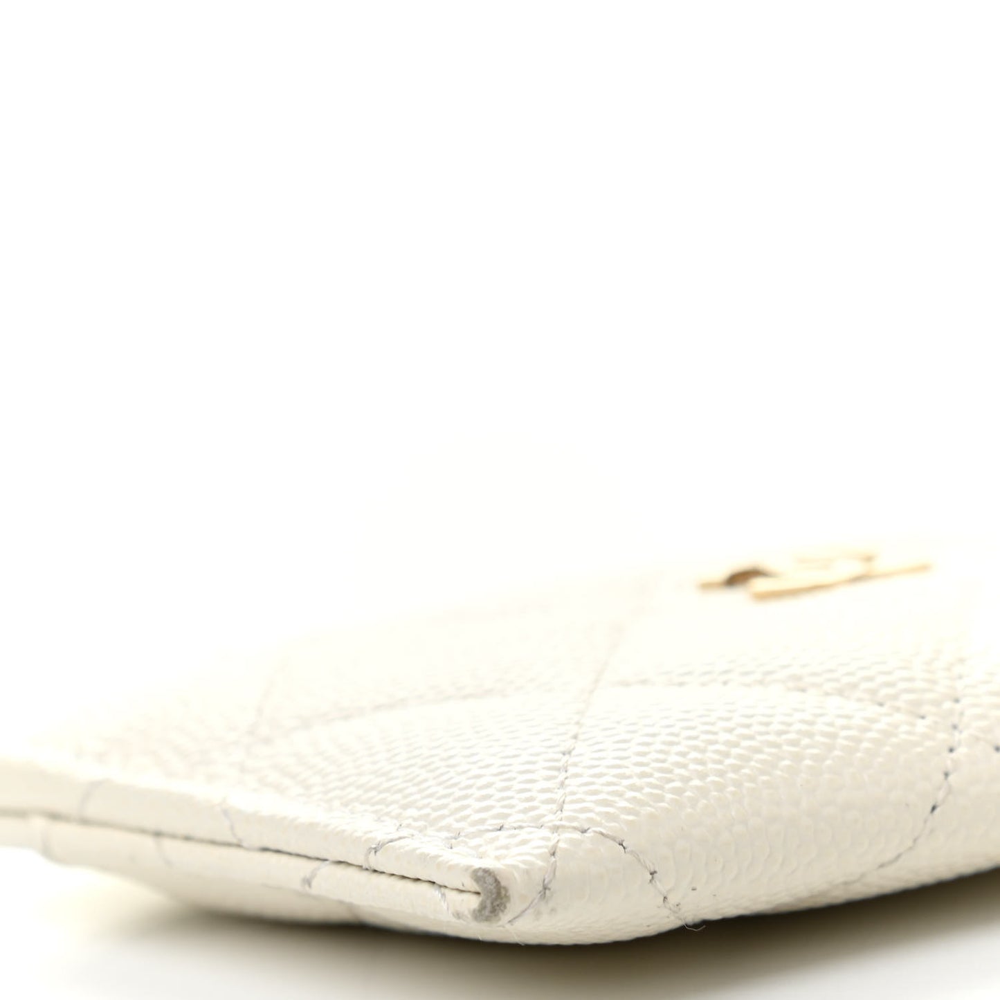 Caviar Quilted Card Holder White