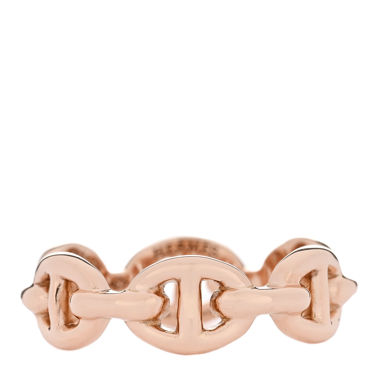 Hermes 18K Rose Gold PM Chaine d'Ancre Enchainee Ring 49 4.75 1 of 6