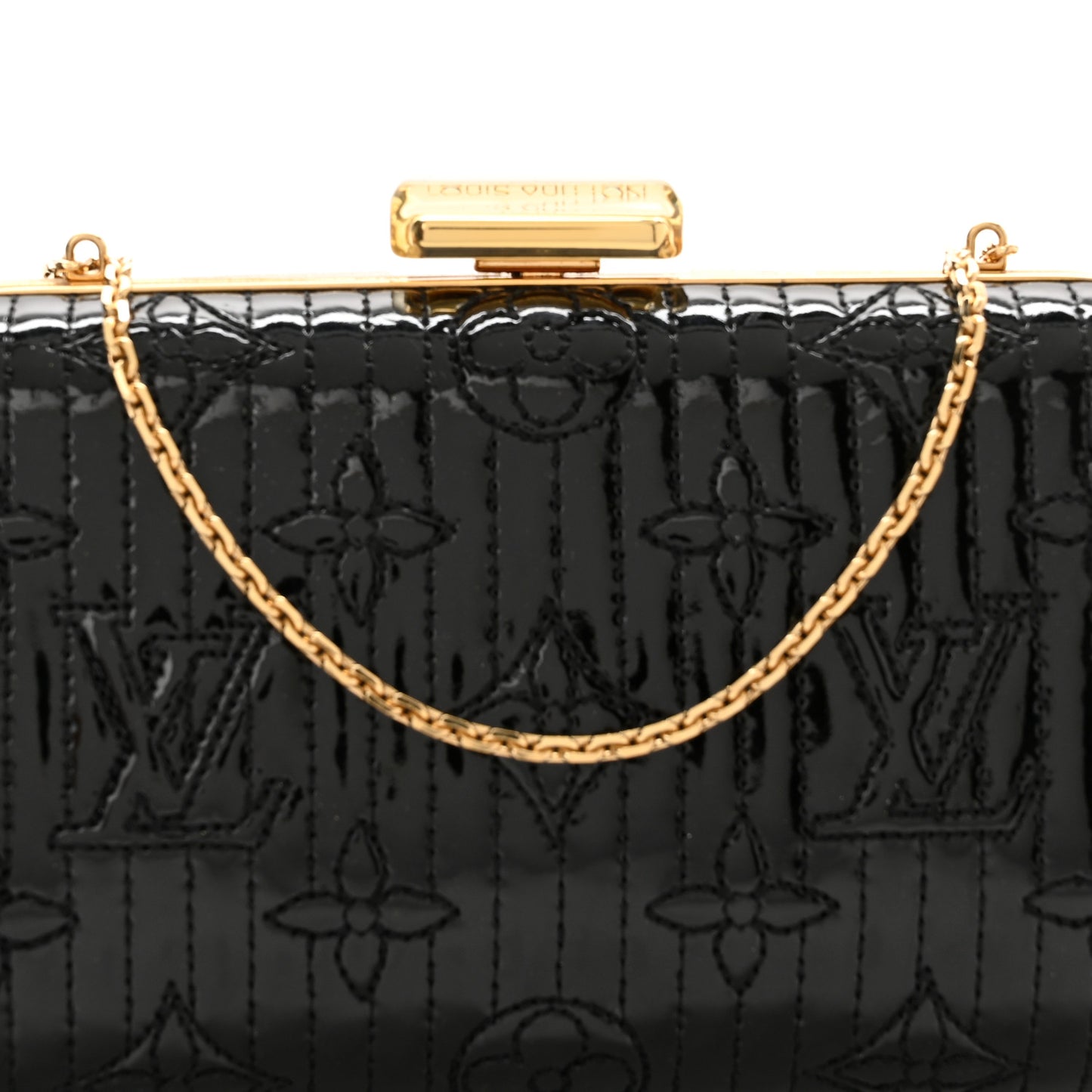Vernis Monogram Motard Minaudiere Clutch Black