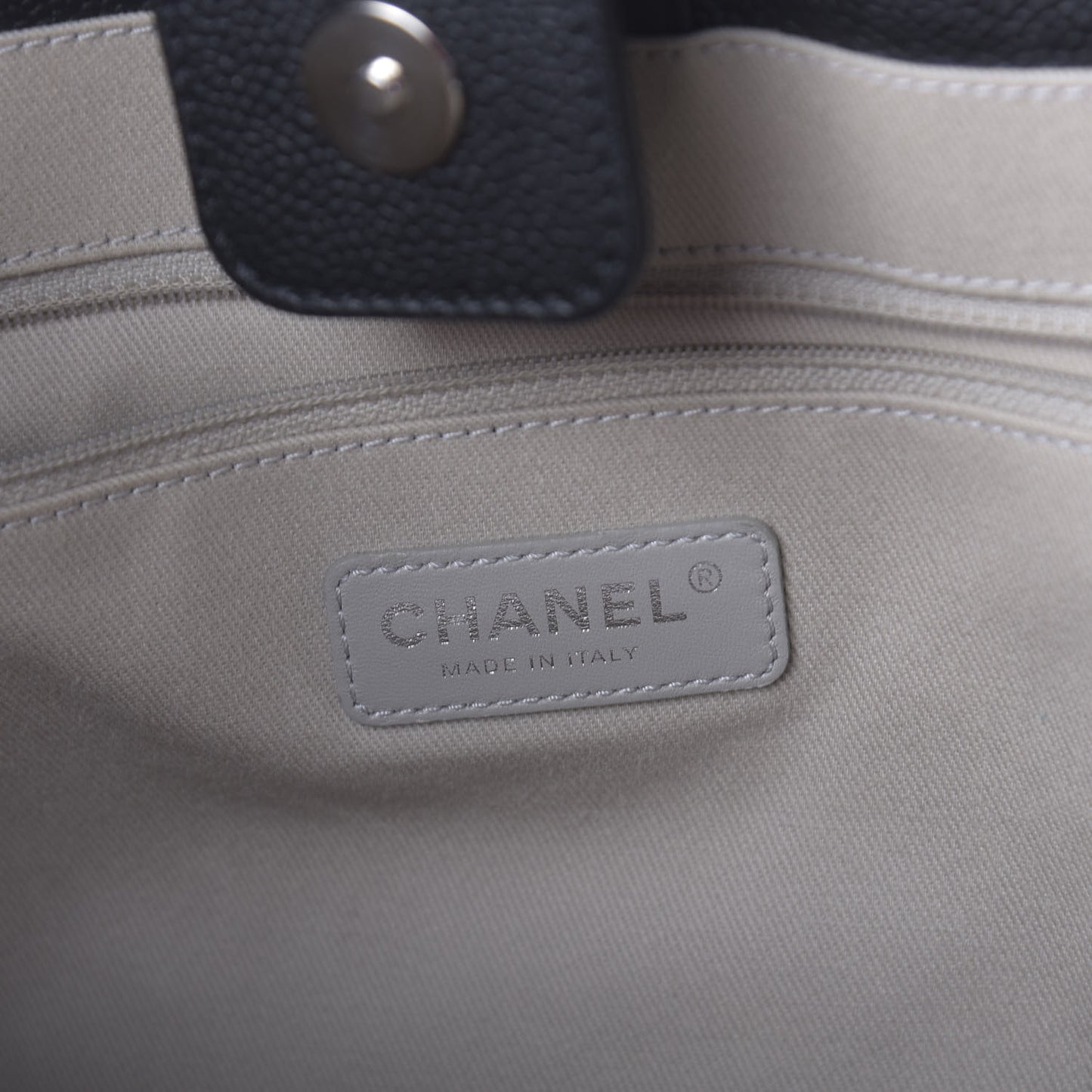 Glazed Calfskin Small Deauville Tote Black