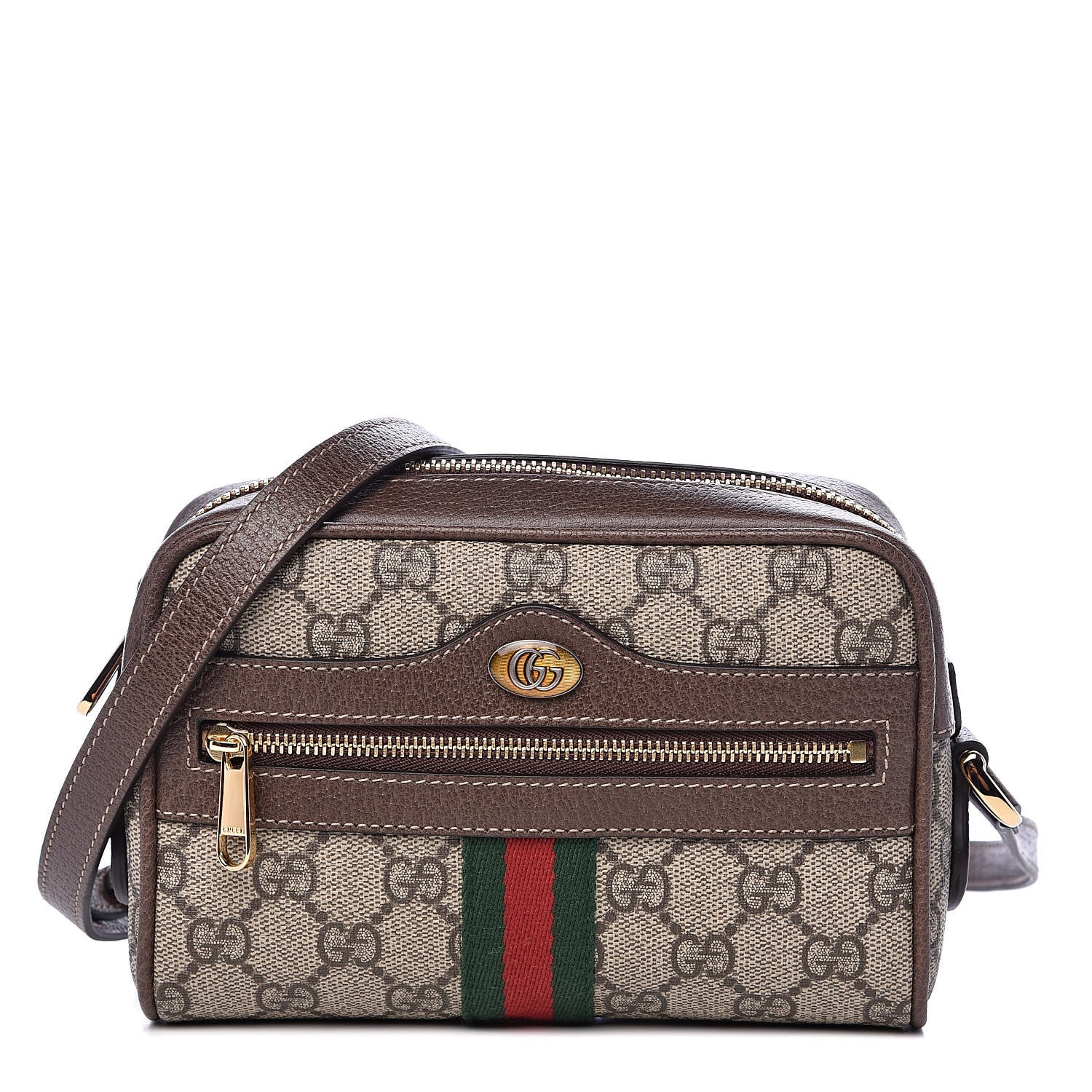 Gucci GG Supreme Monogram Web Mini Ophidia Shoulder Bag Brown 1 of 10