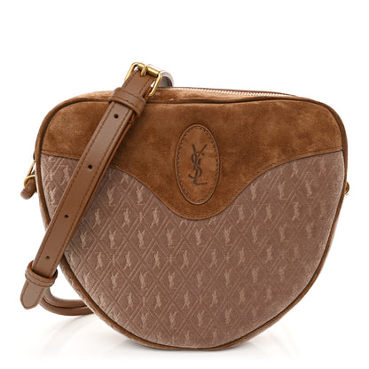 Saint Laurent Velvet Suede Le Monogramme Coeur Crossbody Brown 1 of 10