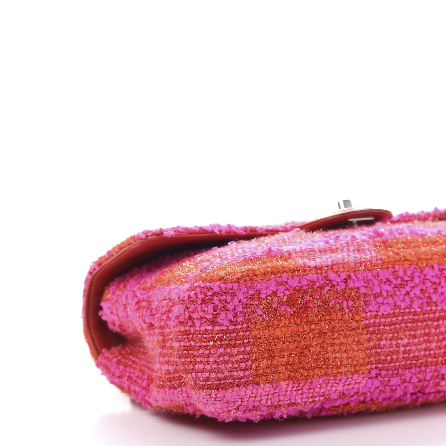 Tweed Quilted Medium Single Flap Red Pink