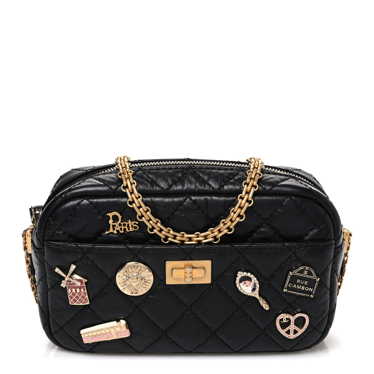 Chanel Aged Calfskin Quilted Mini Lucky Charm Reissue Camera Case Black 1 of 10