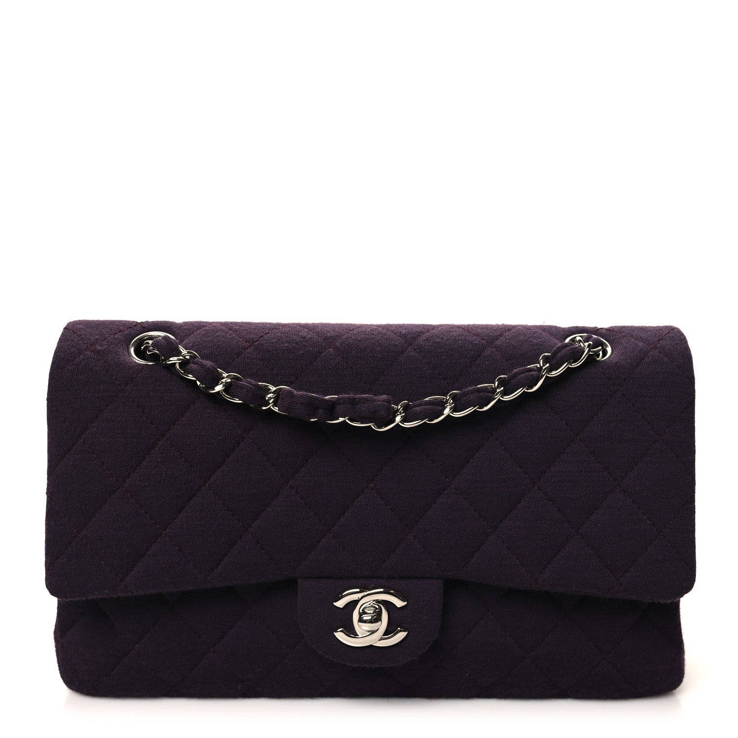 Chanel Jersey Quilted Medium Double Flap Purple 1 of 11