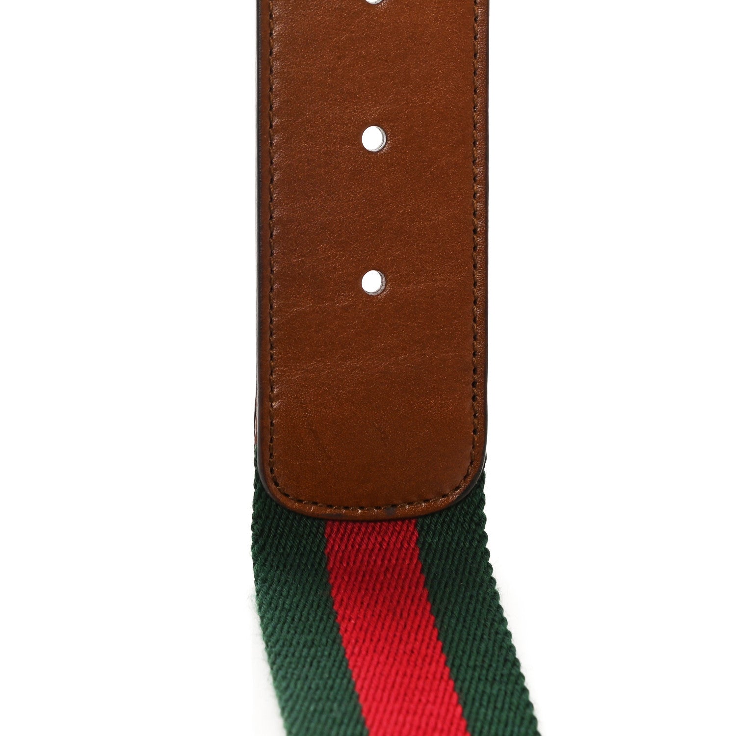 Gucci Nylon Calfskin Double G Web 40mm Belt 90 36 Green Red Cuir 6 of 7