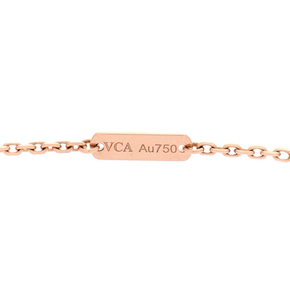 Van Cleef & Arpels 18K Rose Gold Diamond Rhodonite Vintage Alhambra Pendant Necklace 5 of 7