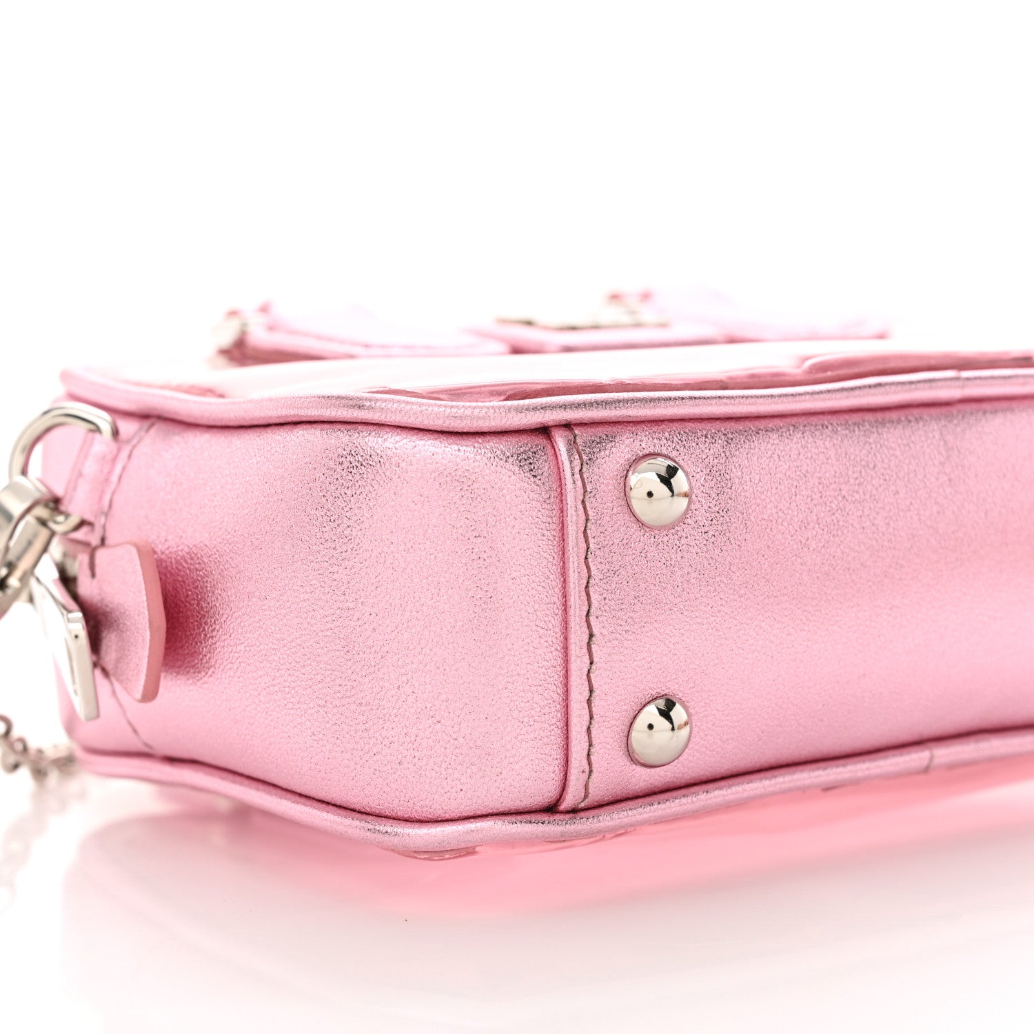 Miu Miu Metallic Nappa Plexi Vinyl Mini Top Handle Crossbody Rosa Mordore 9 of 10