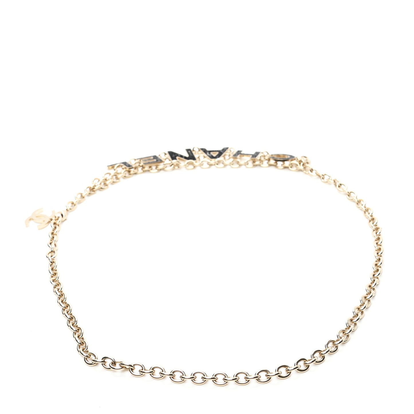 Crystal Logo Chain Belt Gold Black