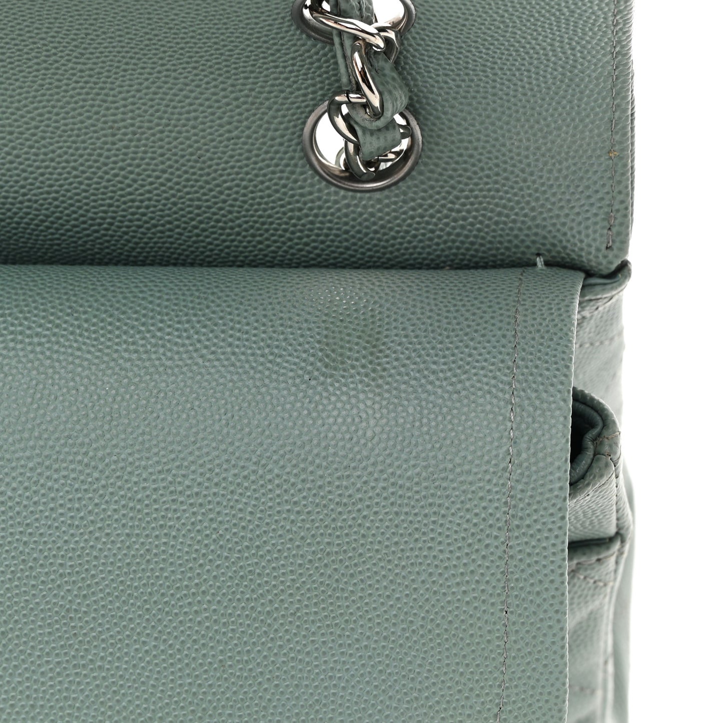 Caviar Quilted Medium Double Flap Light Blue