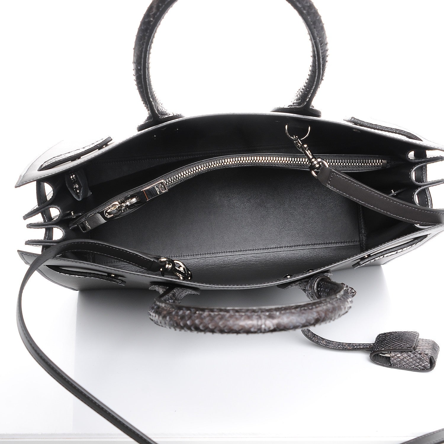 Saint Laurent Calfskin Python Small Sac De Jour Coal Grey Brown 6 of 9