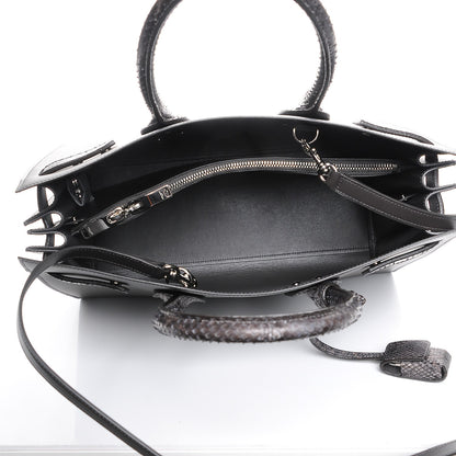 Saint Laurent Calfskin Python Small Sac De Jour Coal Grey Brown 6 of 9