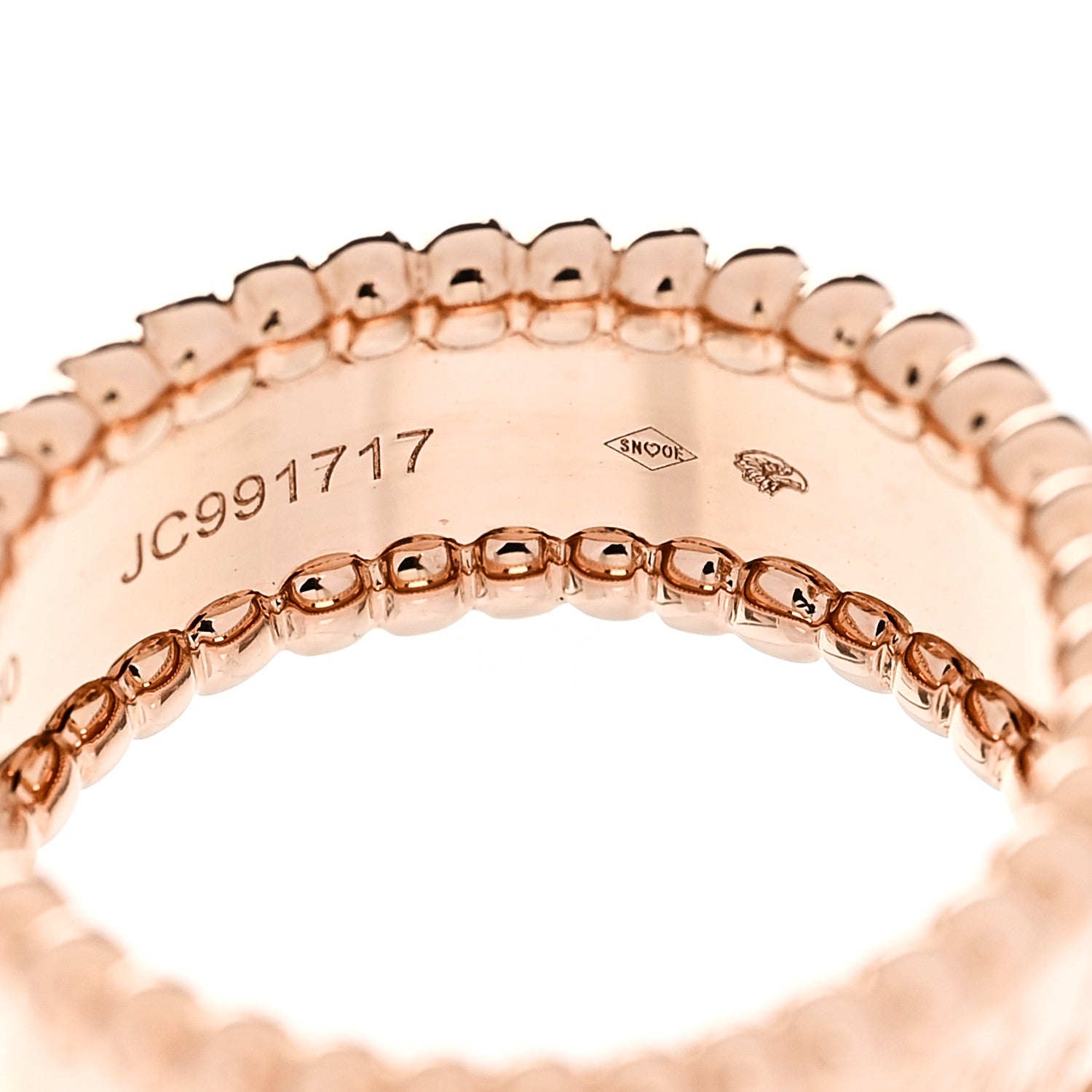 Van Cleef & Arpels 18K Rose Gold Perlee Signature Ring 50 5.25 6 of 7