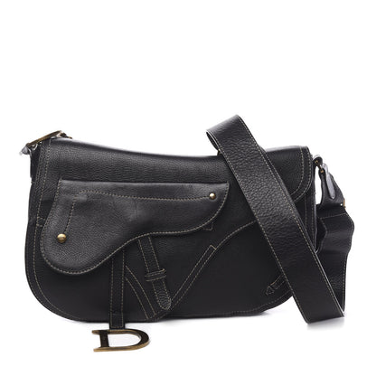Christian Dior Grained Calfskin Double Saddle Bag Black 1 of 11