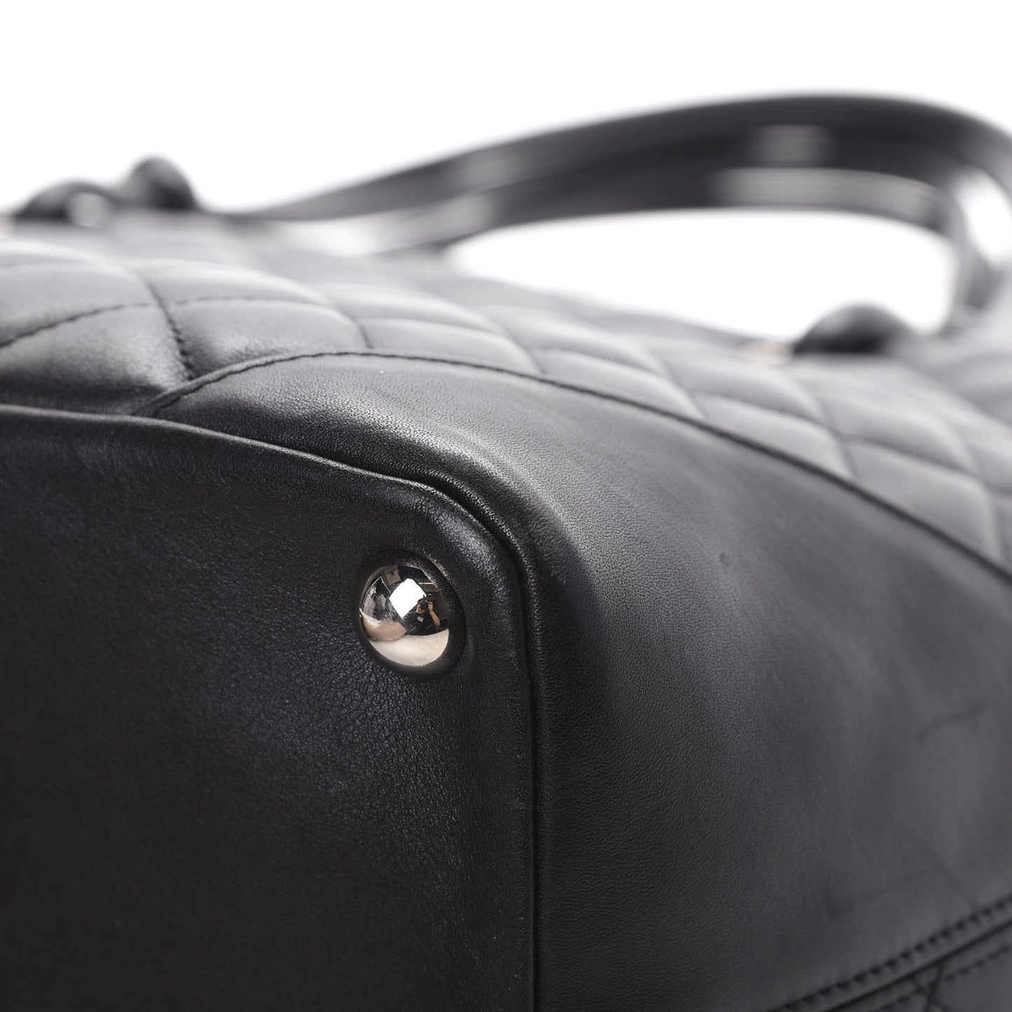 Calfskin Quilted Large Cambon Tote Black