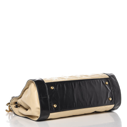 Chanel Calfskin Quilted Small In The Mix Shopping Tote Beige Black 5 of 13