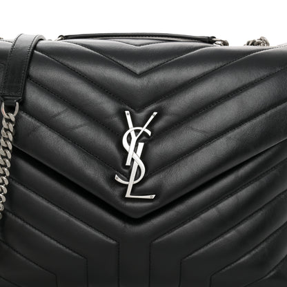 Saint Laurent Calfskin Y Quilted Monogram Medium Loulou Chain Satchel Black 7 of 9