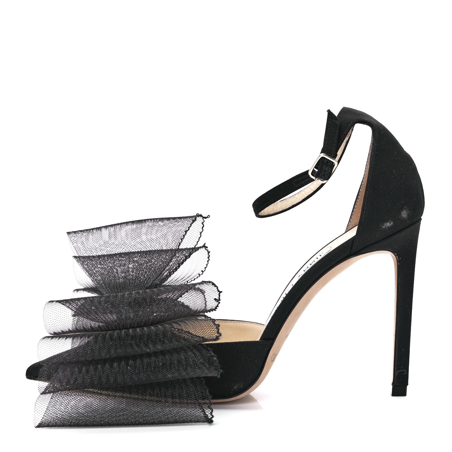 Jimmy Choo Grosgrain Aveline Bow 100 Sandals 36.5 Black 1 of 7
