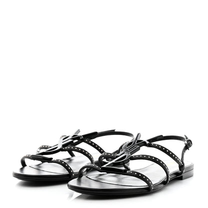 Saint Laurent Nappa Vendome Studded Cassandra 05 Sandals 37.5 Black 3 of 7