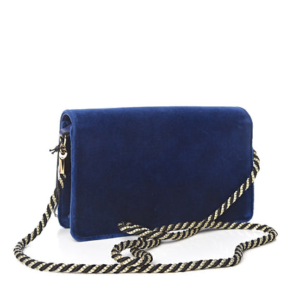 Gucci Velvet Crystal Square G Shoulder Bag Cobalt Blue 3 of 10