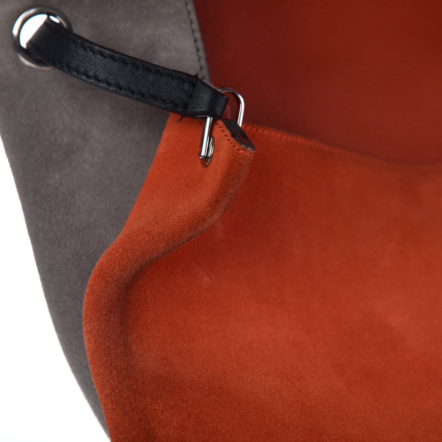 Calfskin Suede All Soft Shoulder Bag Grey Bright Orange Black