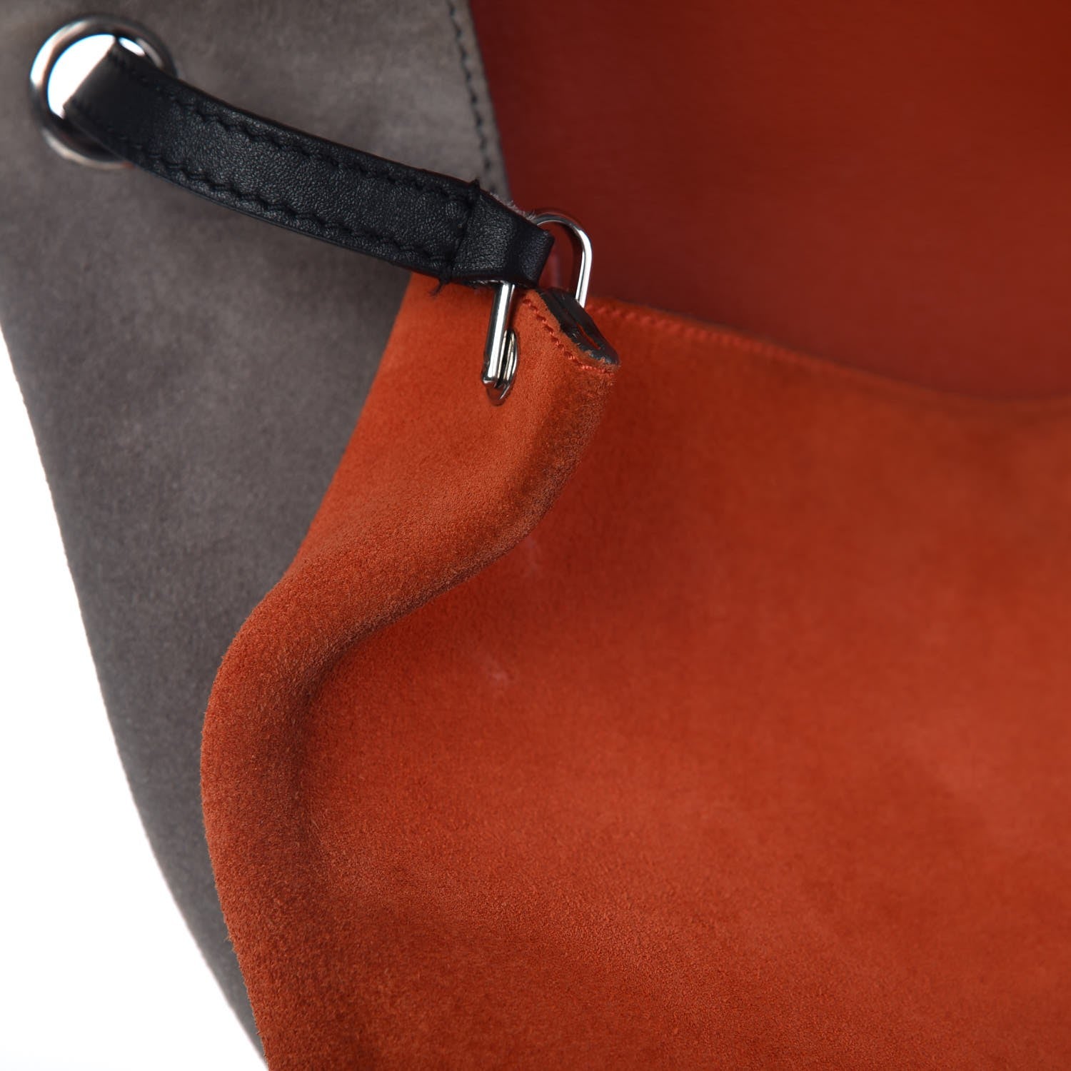Celine Calfskin Suede All Soft Shoulder Bag Grey Bright Orange Black 10 of 15