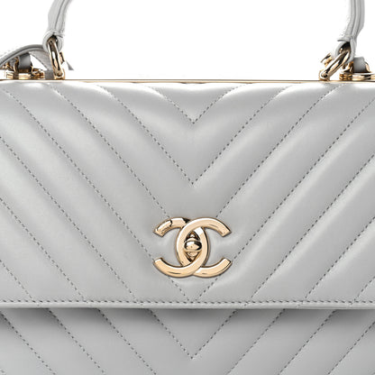Chanel Lambskin Chevron Quilted Medium Trendy CC Dual Handle Flap Bag Grey 8 of 10
