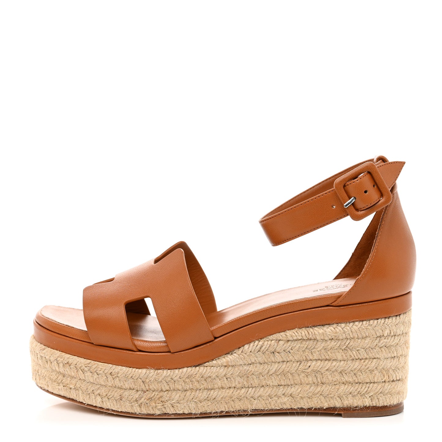 Goatskin Elda Espadrille Wedge Sandals 39 Natural