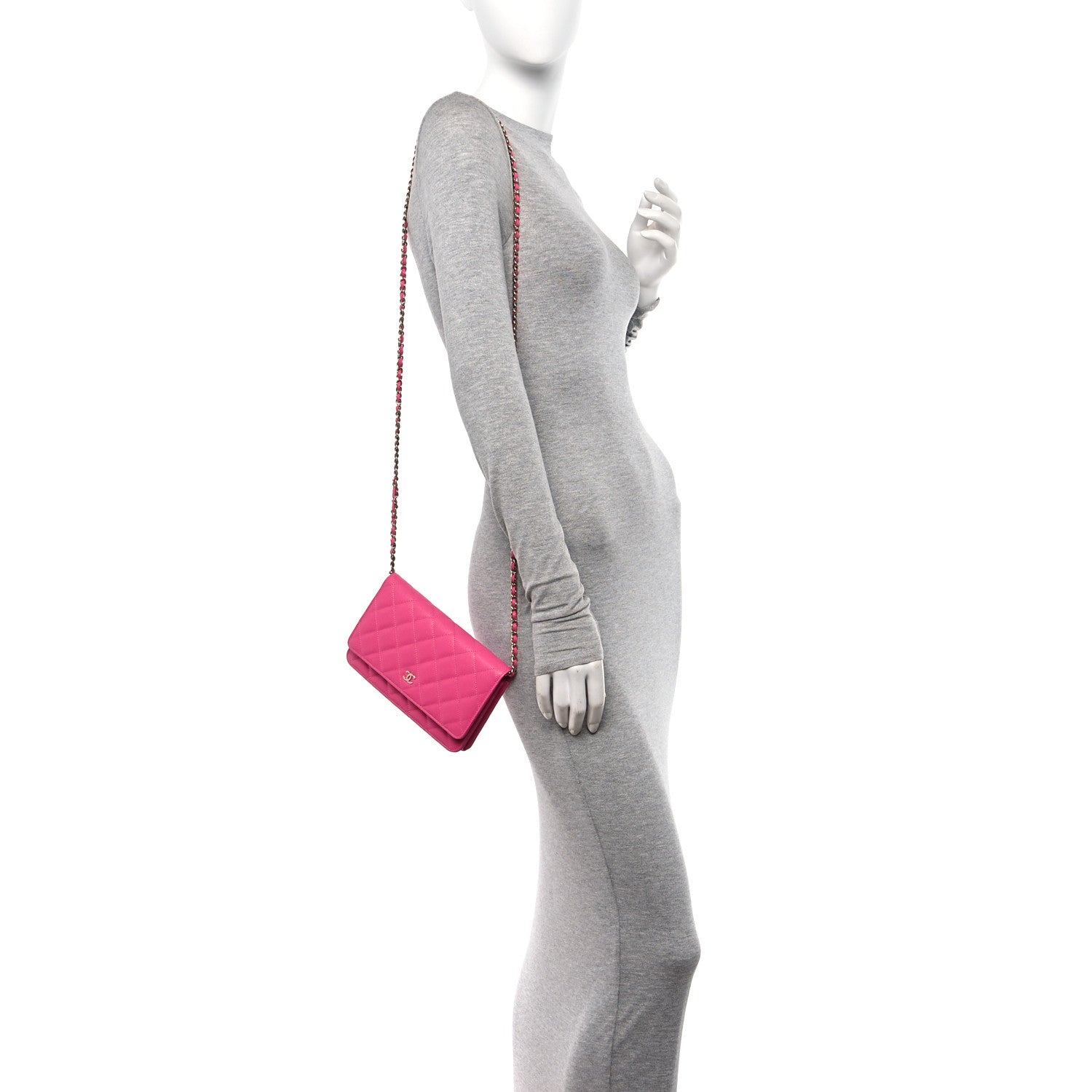 Chanel Caviar Quilted Wallet on Chain WOC Fuchsia 2 of 12