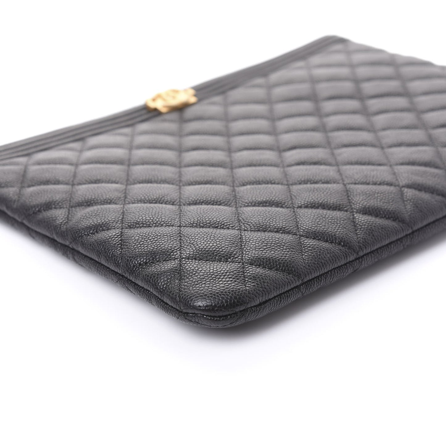 Caviar Quilted Medium Boy Cosmetic Case Black