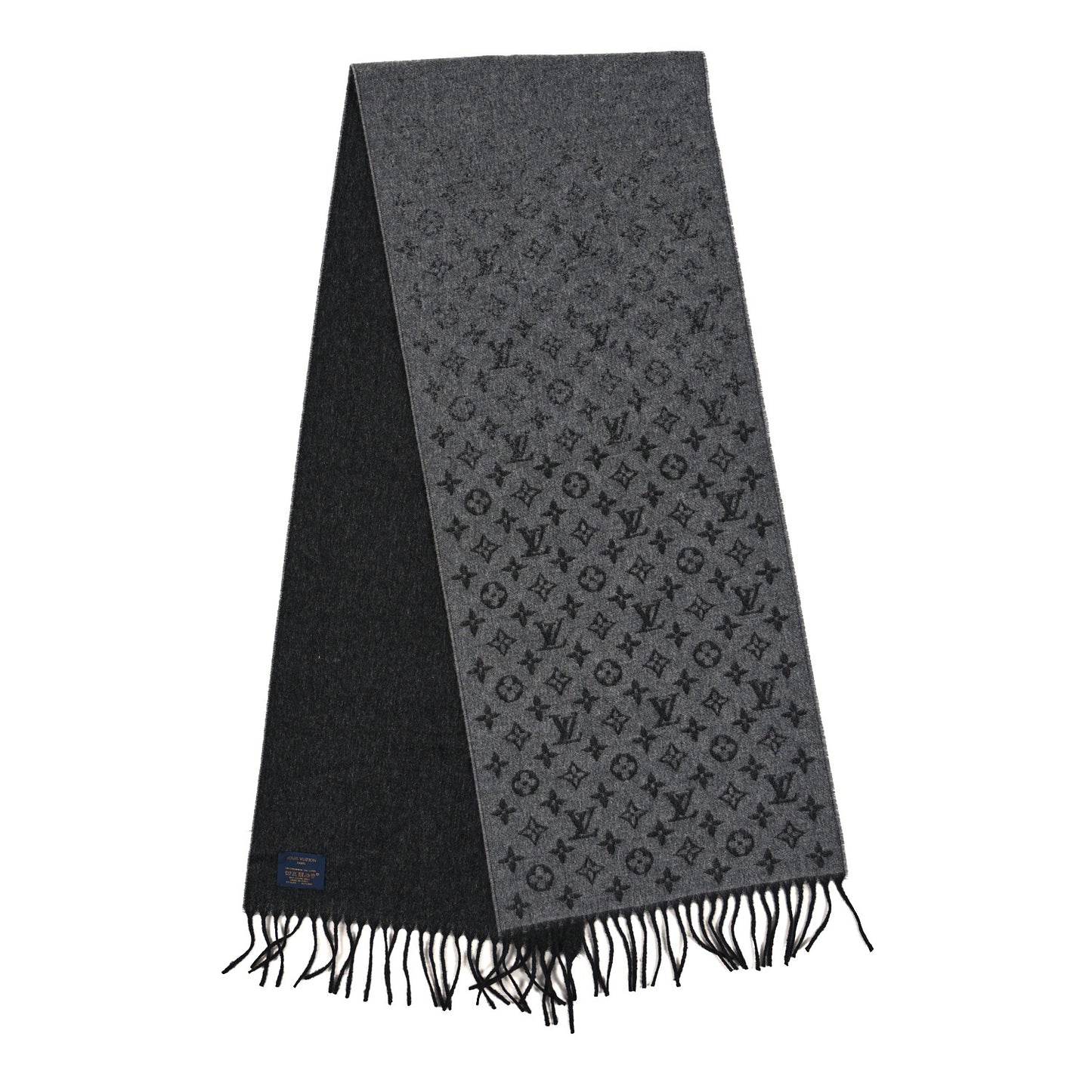 Cashmere Wool Monogram Gradient Scarf Medium Grey