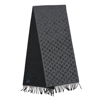 Louis Vuitton Cashmere Wool Monogram Gradient Scarf Medium Grey 2 of 3