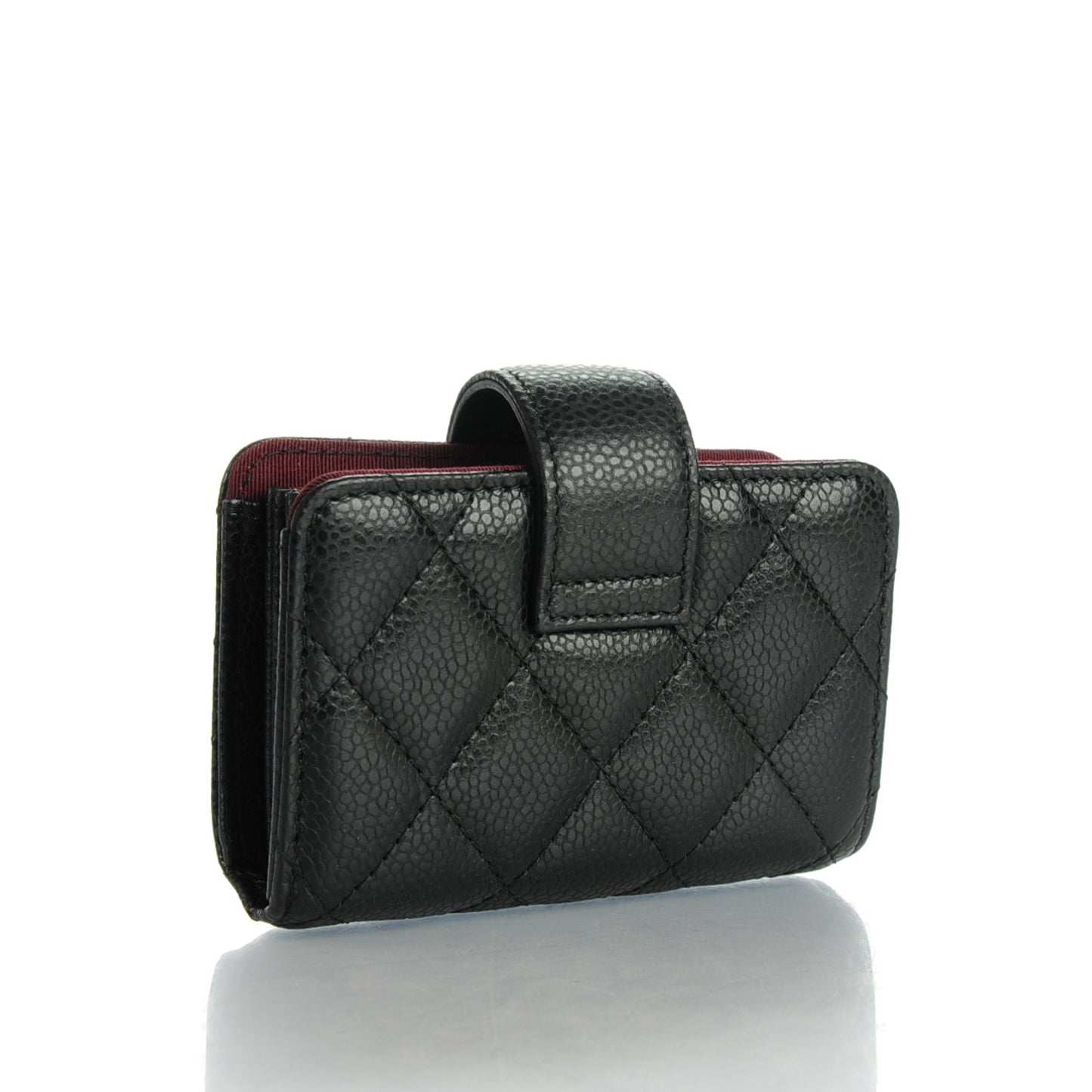 Caviar Quilted Gusseted Card Holder Black