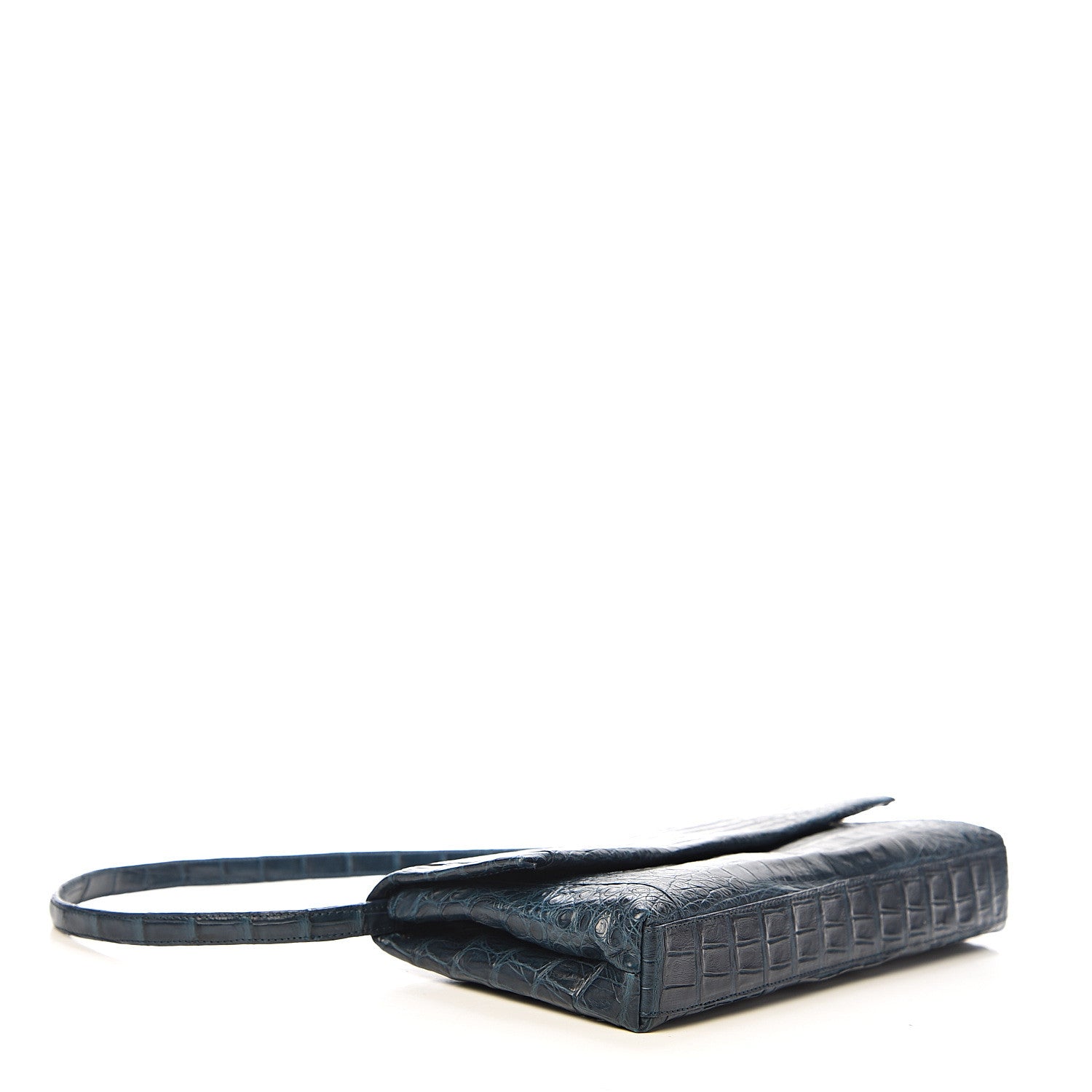 Nancy Gonzalez Crocodile Gotham Flap Clutch Dark Blue 3 of 10