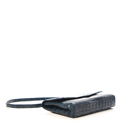 Nancy Gonzalez Crocodile Gotham Flap Clutch Dark Blue 3 of 10