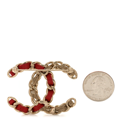 Chanel Metal Chain French New Wave CC Brooch Red Gold 2 of 4