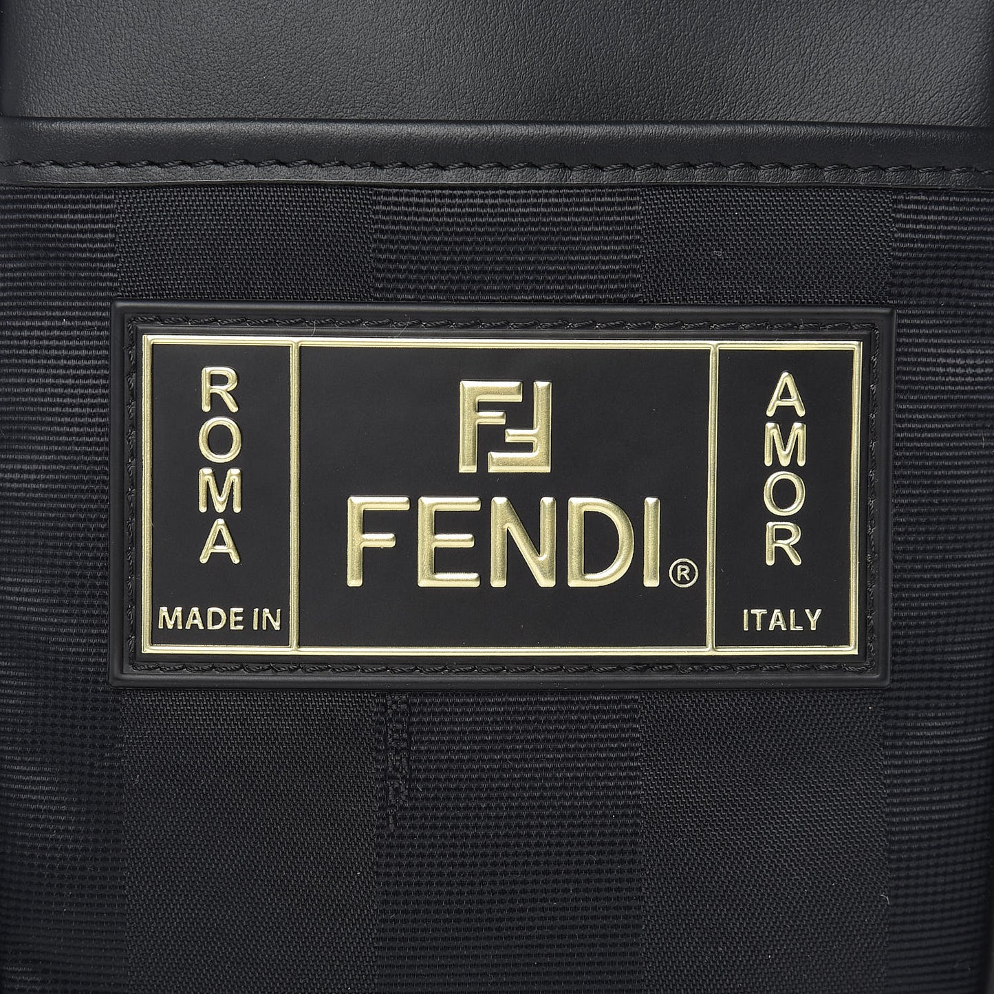 Nylon Vitello Century Pequin Logo Plate Small Crossbody Messenger Black