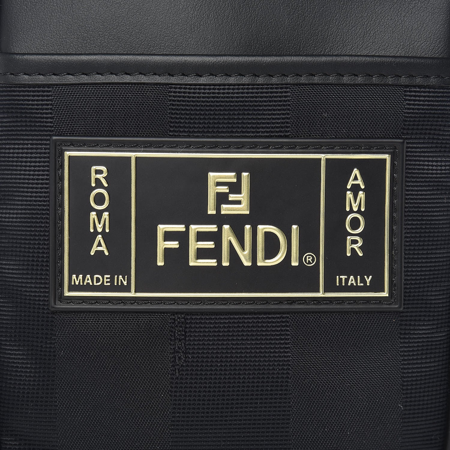 Fendi Nylon Vitello Century Pequin Logo Plate Small Crossbody Messenger Black 8 of 10