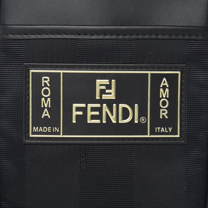 Fendi Nylon Vitello Century Pequin Logo Plate Small Crossbody Messenger Black 8 of 10