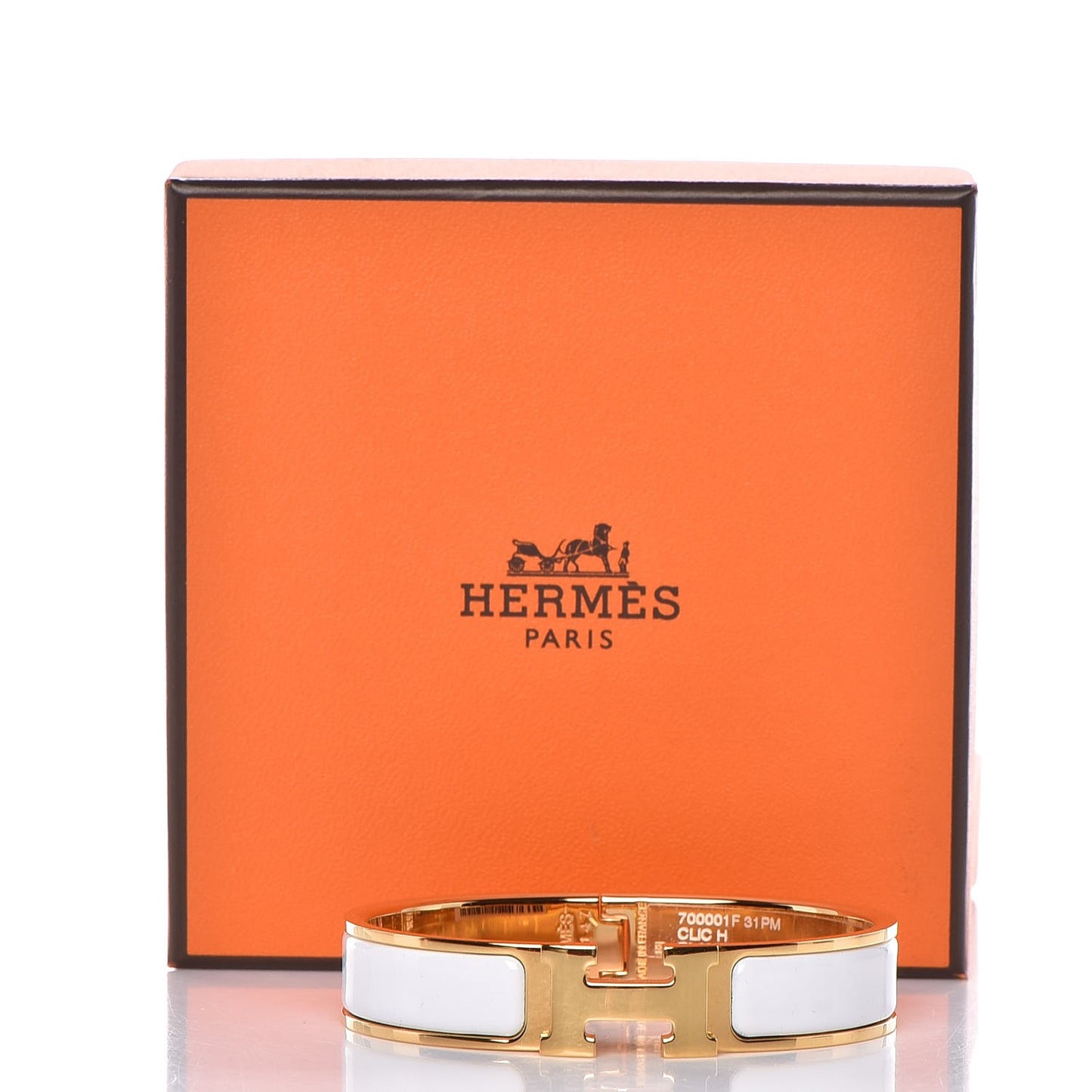 Enamel Narrow Clic Clac H Bracelet PM White