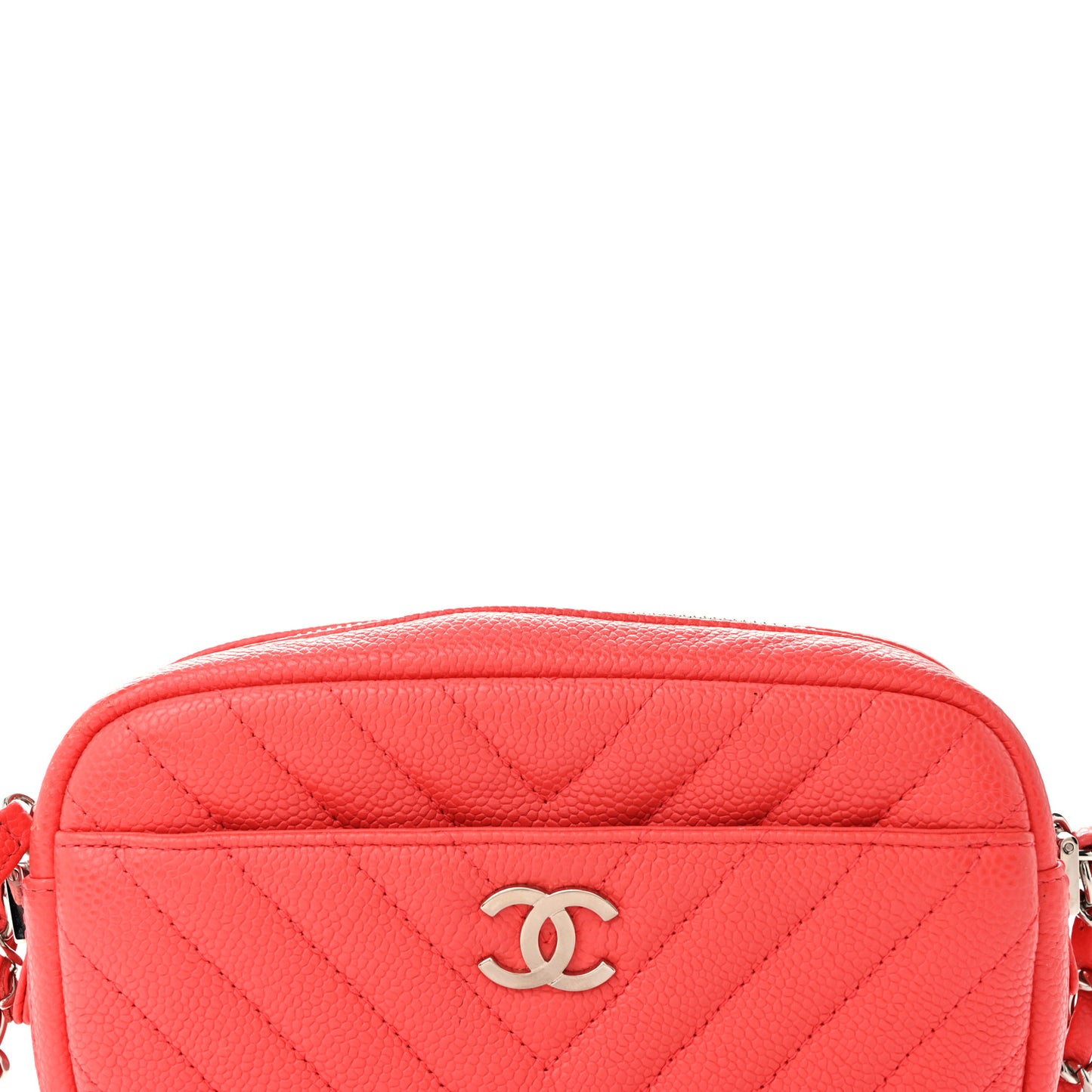 Caviar Chevron Quilted Camera Case Red