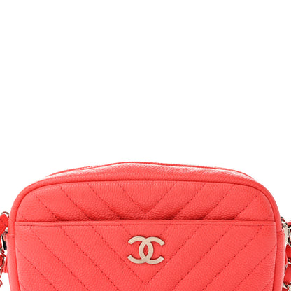 Chanel Caviar Chevron Quilted Camera Case Red 8 of 10